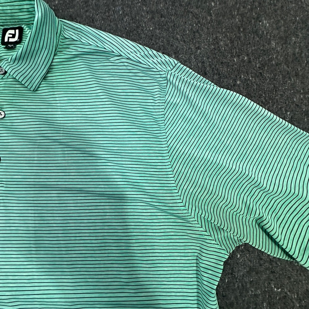 FootJoy Polo Shirt Mens XXL Green Striped Short Sleeve Performance 27420 - Picture 10 of 16